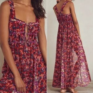Free People Berry Combo Dance With Me Sheer Maxi Dress